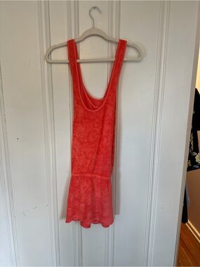 Splendid Coral Red Terry Swim Coverup Tunic